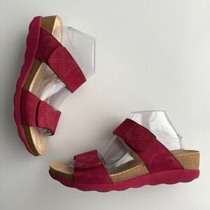 Dansko Maddy Two Strap Hook Loop Slip On Red Wedge Comfort Sandal EU 42 US 11‎